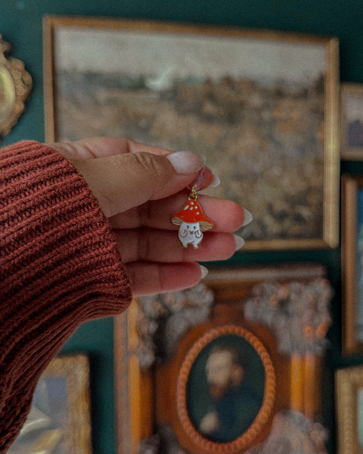 Mushroom Enamel Charm