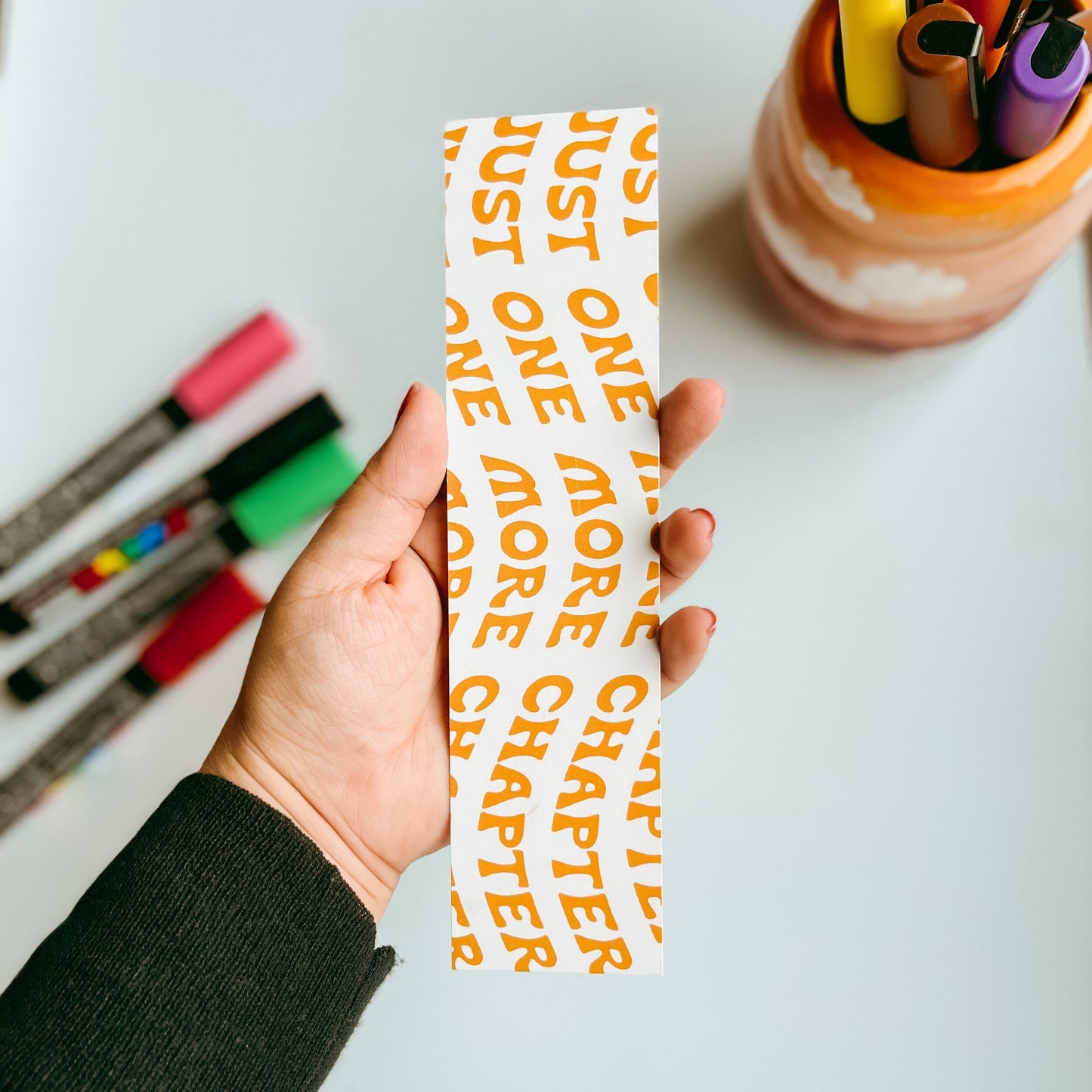 Just One More Chapter - Golden Orange Bookmark
