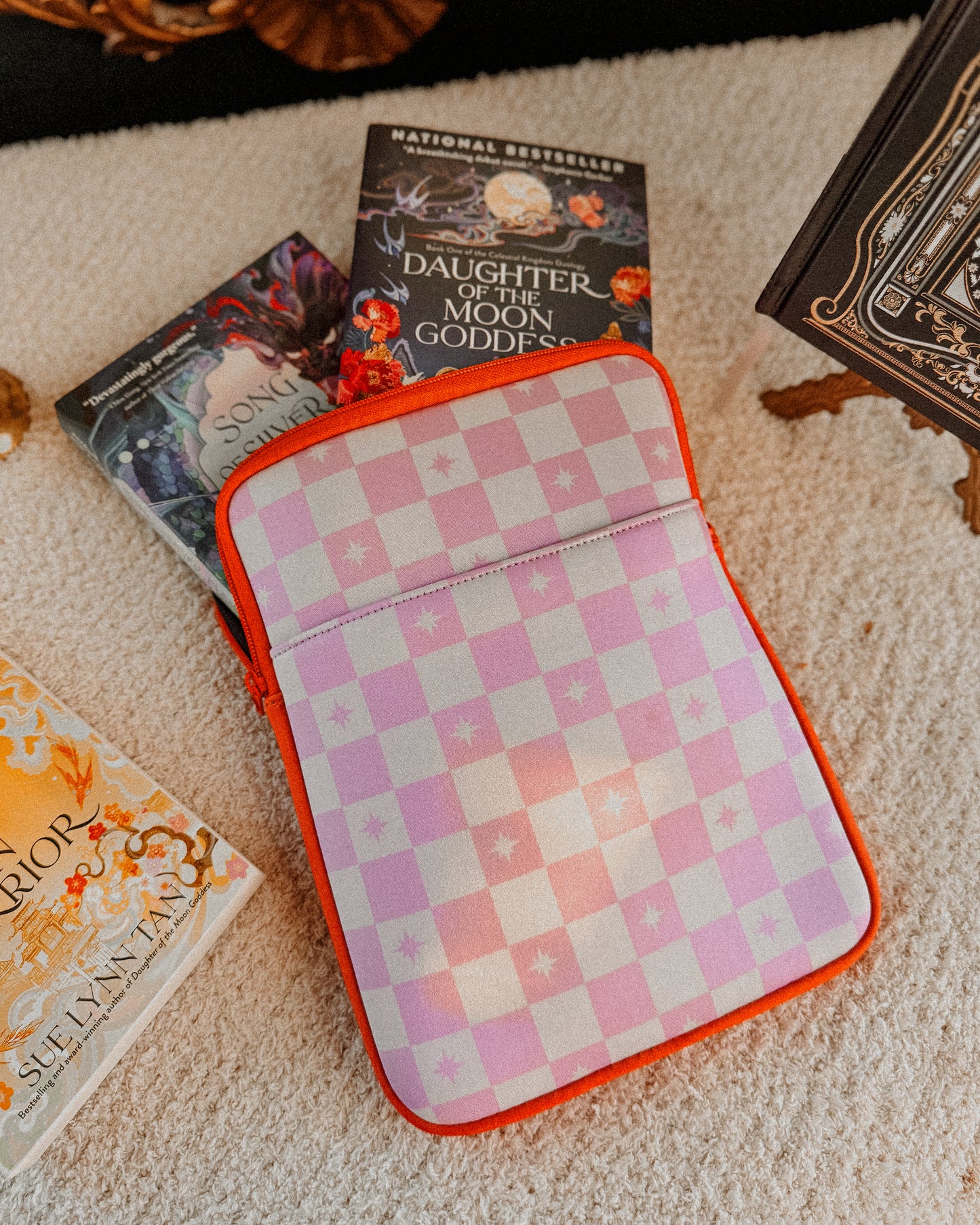 Pink Checkered Book Sleeve