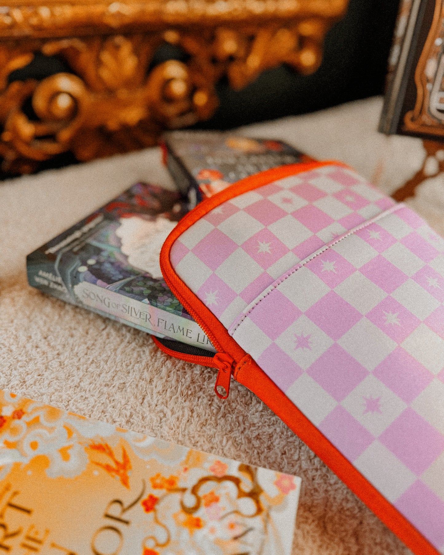 Pink Checkered Book Sleeve