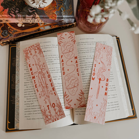 Bookish Trope Bookmarks - Pink